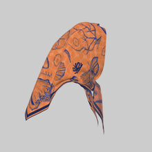Load image into Gallery viewer, Moments double printed Kokolishi Scarf - 100% silk Orange/blue