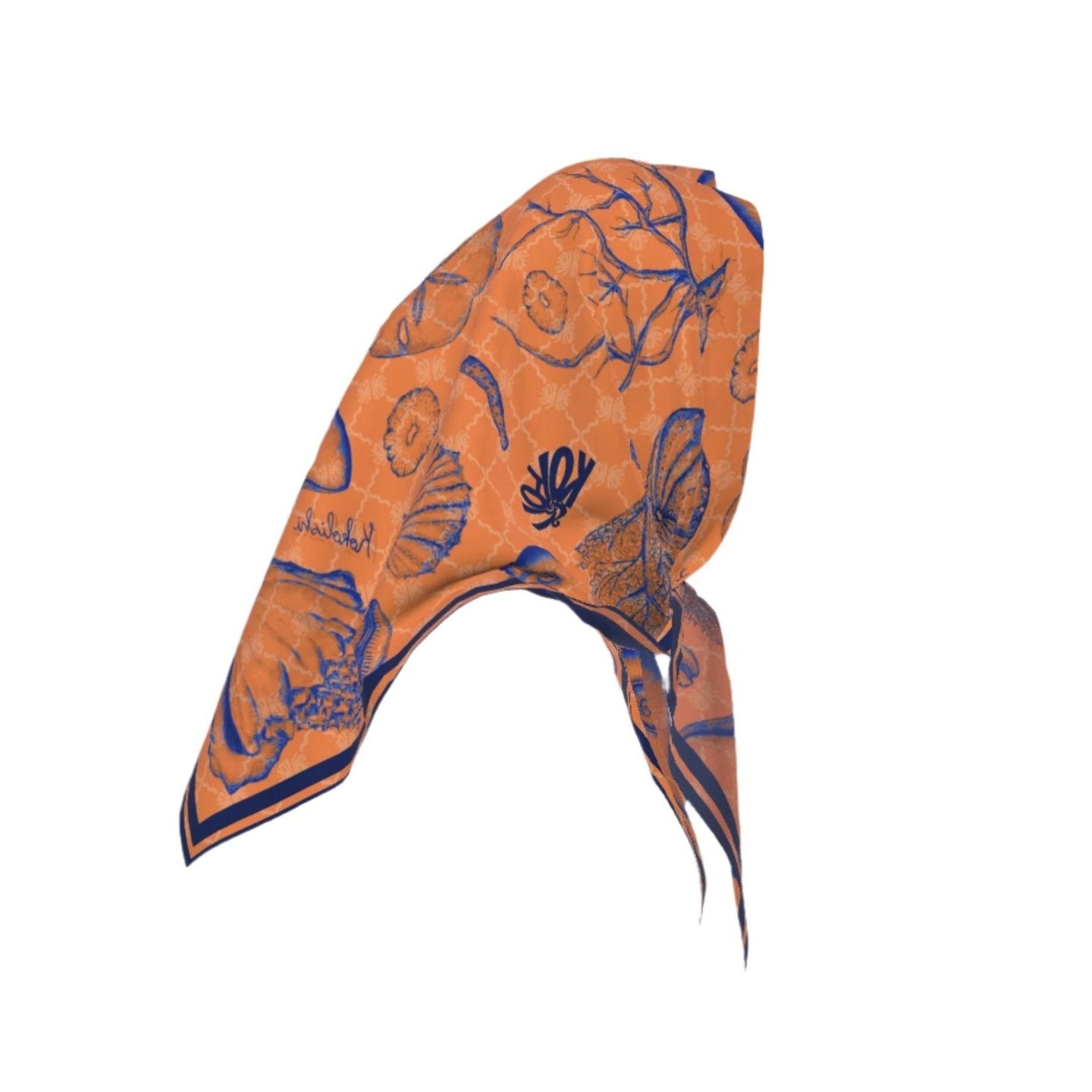 Moments double printed Kokolishi Scarf - 100% silk Orange/blue