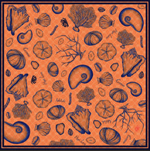 Load image into Gallery viewer, Moments double printed Kokolishi Scarf - 100% silk Orange/blue
