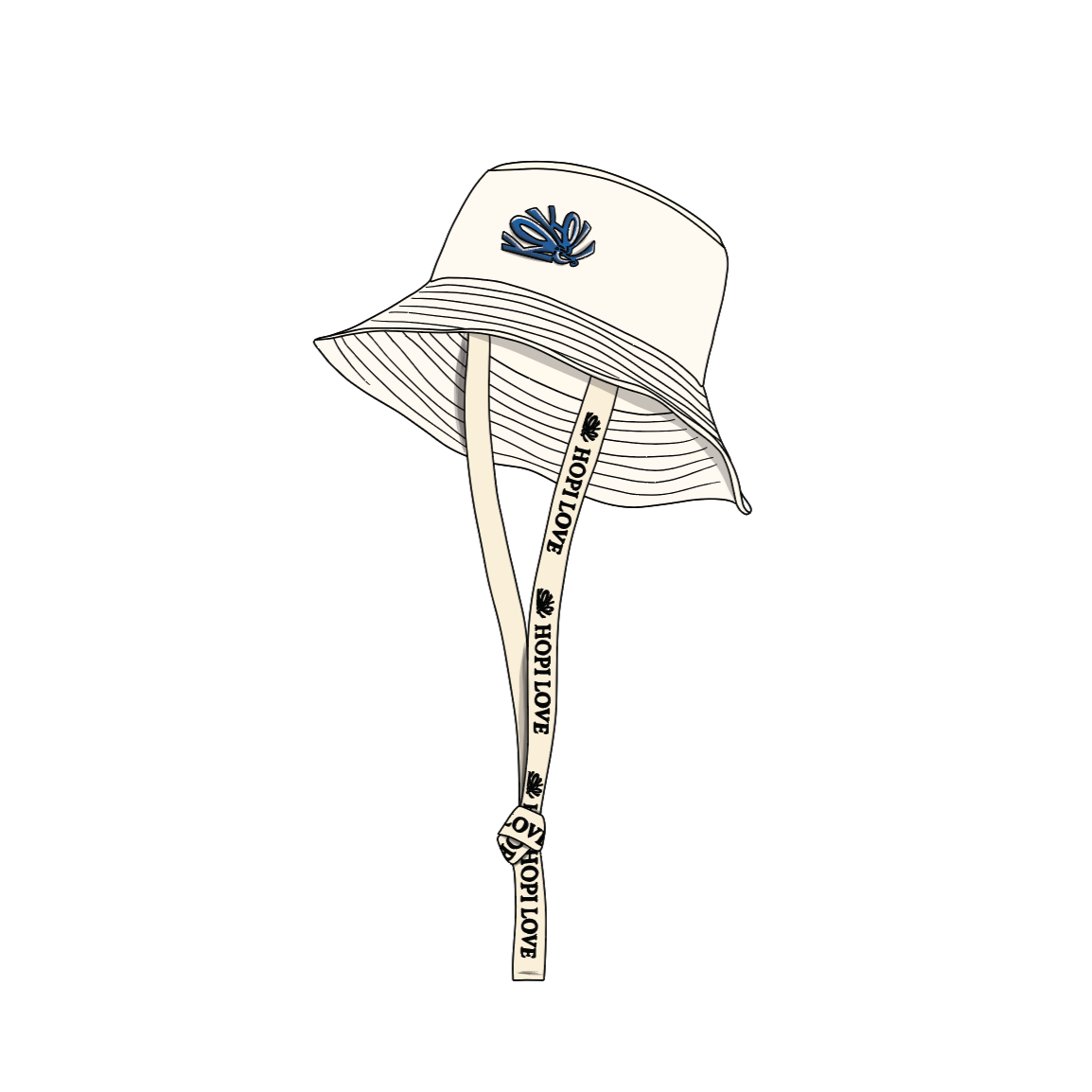 Kokolishi Bucket hat with straps - White
